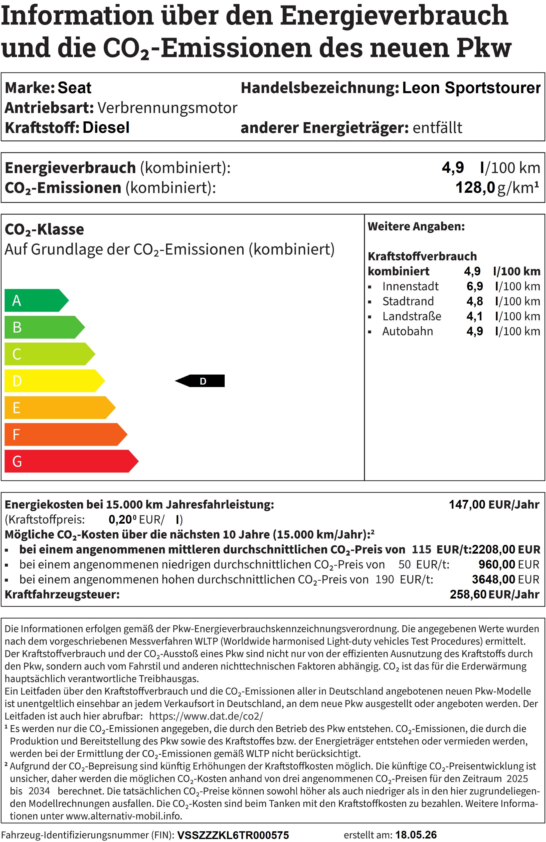 SEAT Leon Leon Sportstourer FR 2.0 TDI 110 kW (150 PS) 7-Gang-DSG