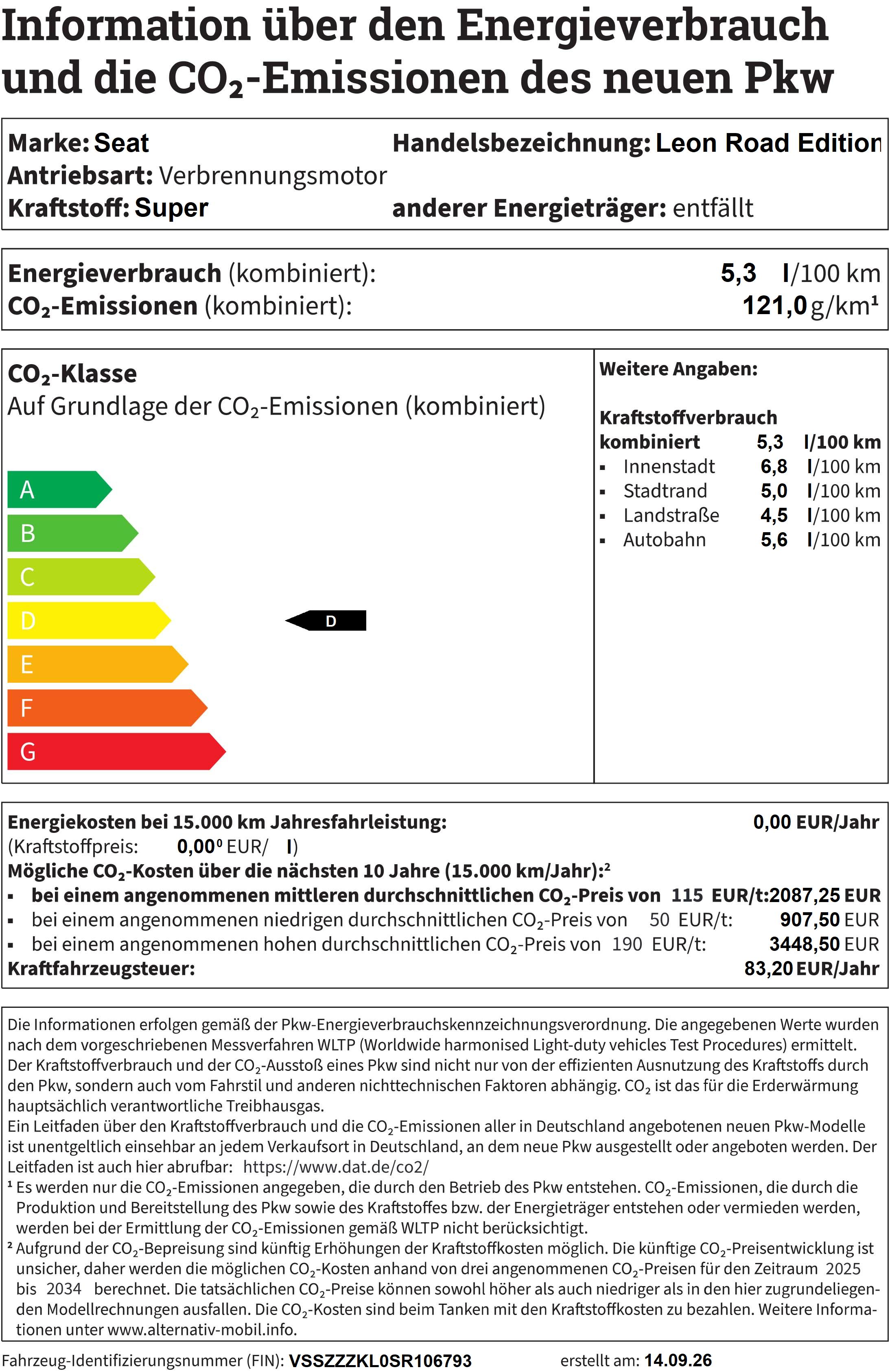 SEAT Leon Leon Road Edition 1.5 eTSI 110 kW (150 PS) 7-Gang-DSG